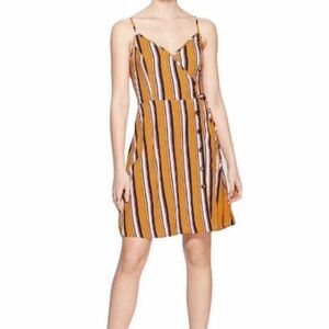 Xhilaration Striped Sleeveless Strappy Wrap Dress | Yellow and Orange‎ | XL